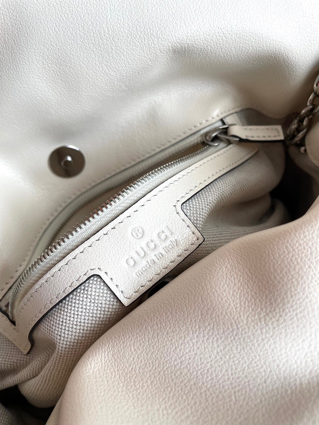 SAC CABAS BLONDIE 30 EN CUIR DE VEAU BLANC QUINCAILLERIE ARGENTÉE