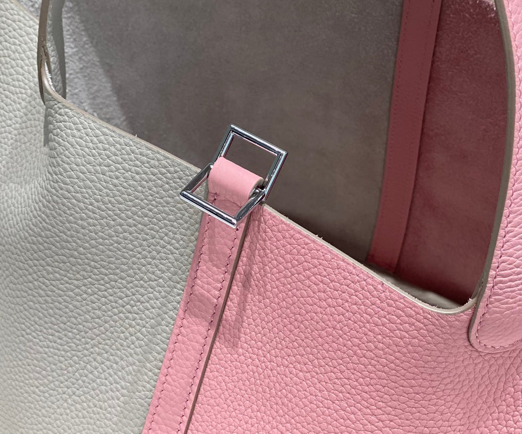 HM PICOTIN LOCK 22 CUIR TOGO CRÈME ET ROSE