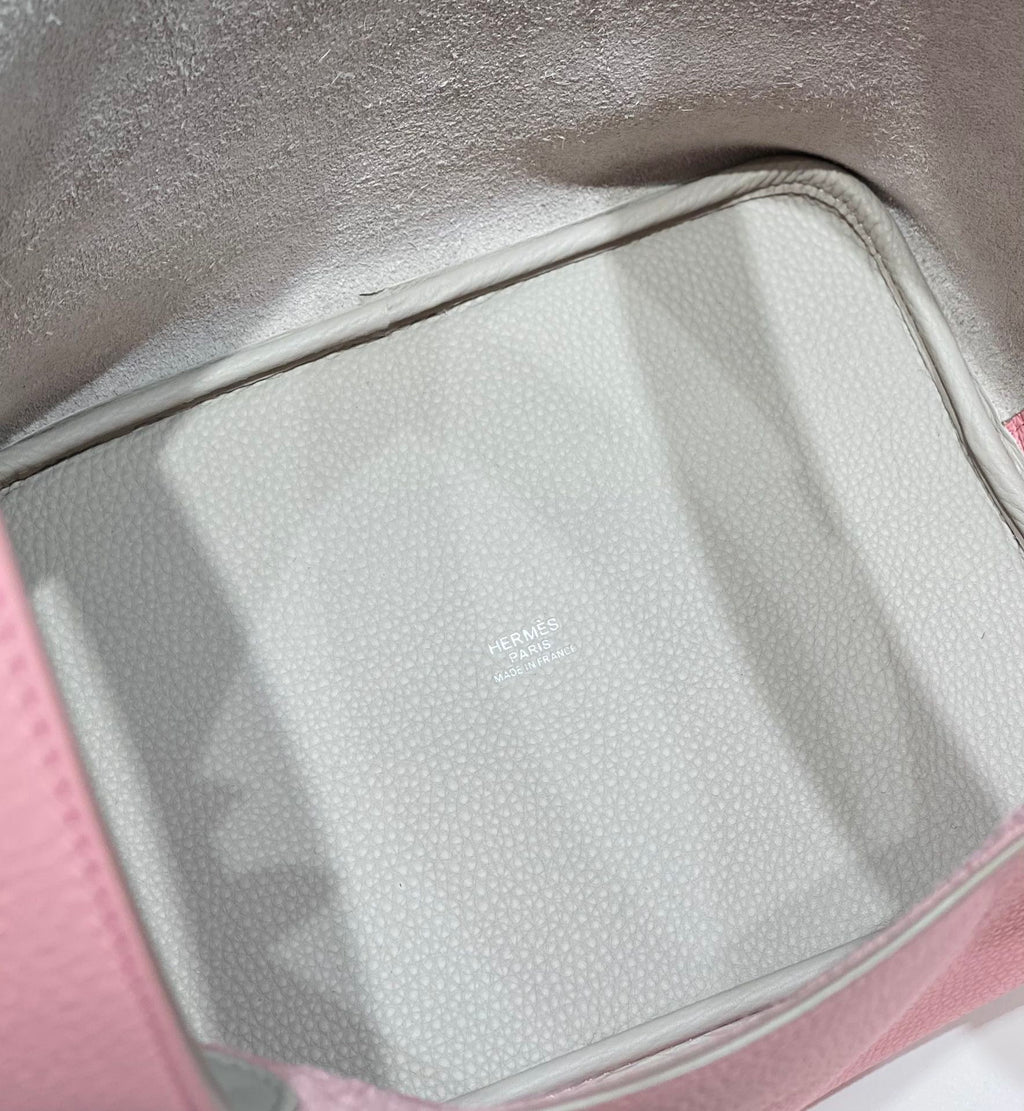 HM PICOTIN LOCK 22 CUIR TOGO CRÈME ET ROSE