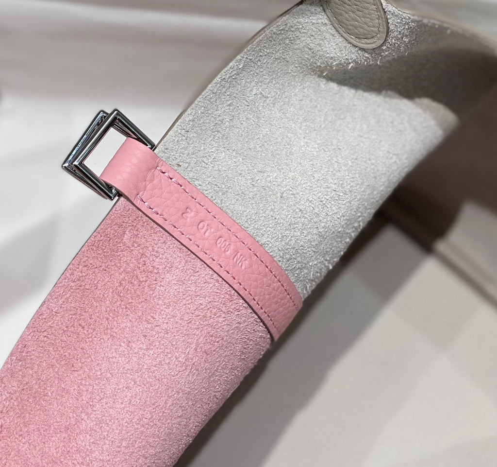 HM PICOTIN LOCK 22 CUIR TOGO CRÈME ET ROSE