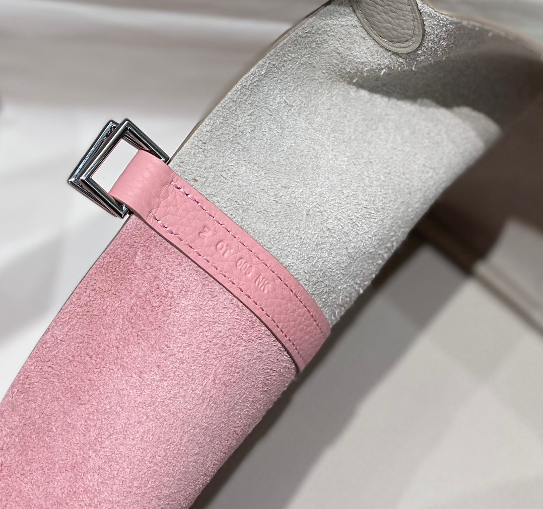 HM PICOTIN LOCK 22 CUIR TOGO CRÈME ET ROSE