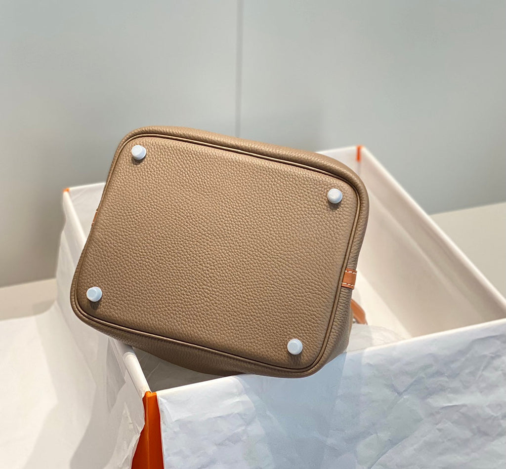 HM PICOTIN LOCK 22 CUIR TOGO MARRON CENDRÉ