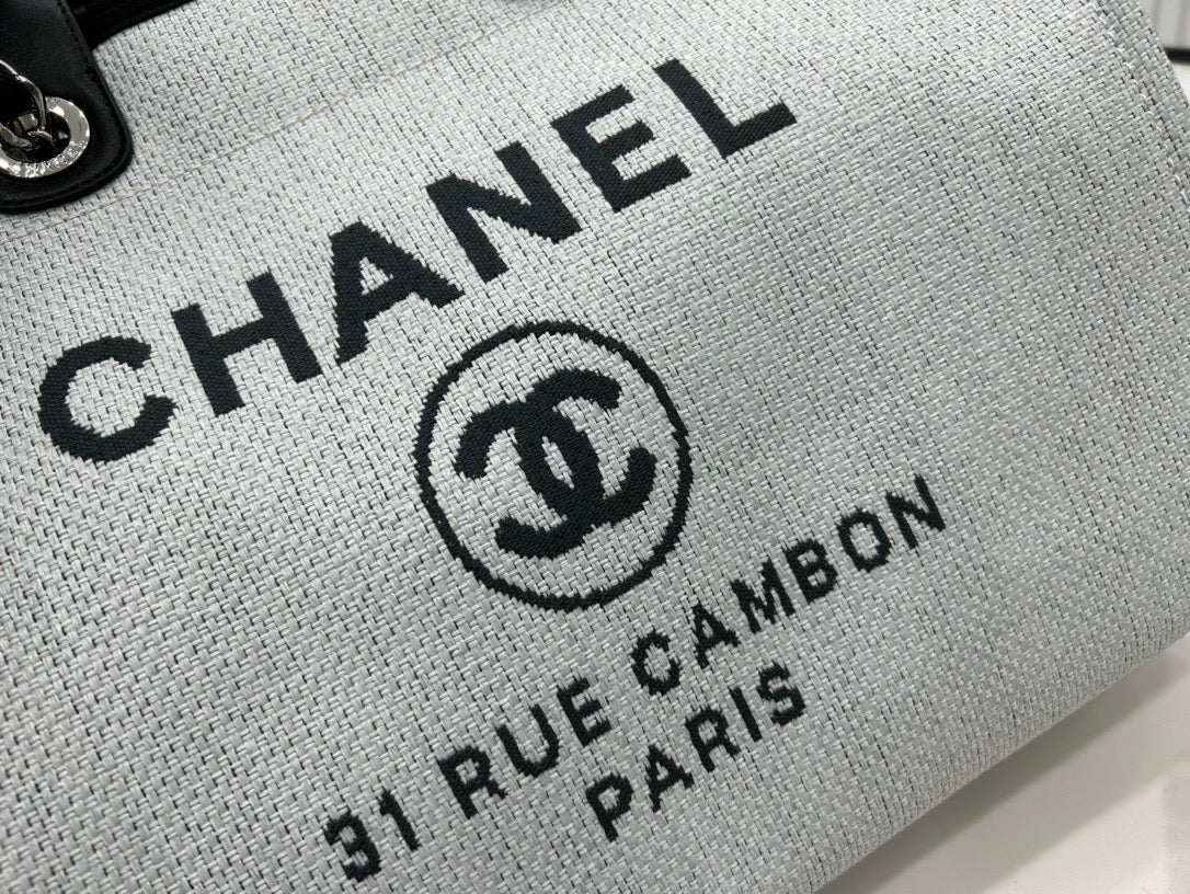 CC DEAUVILLE TWEED BAG BLACK LEATHER GOLD HARDWARE 17