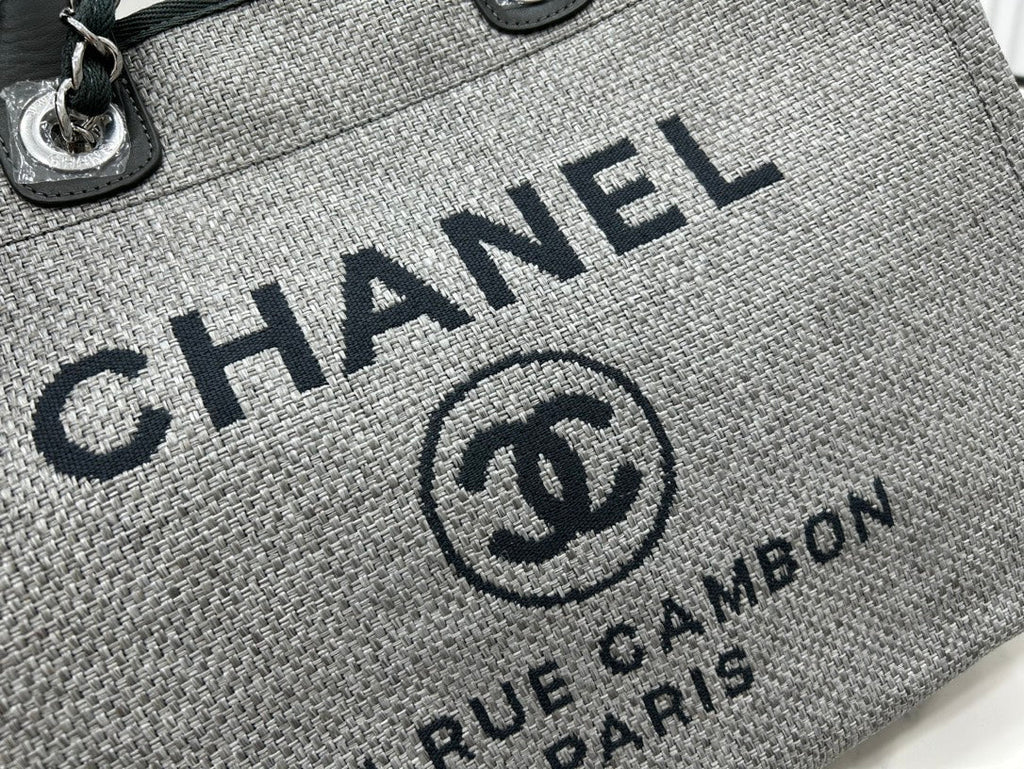 SAC CC DEAUVILLE EN TWEED CUIR VERT FONCÉ QUINCAILLERIE DORÉ 18