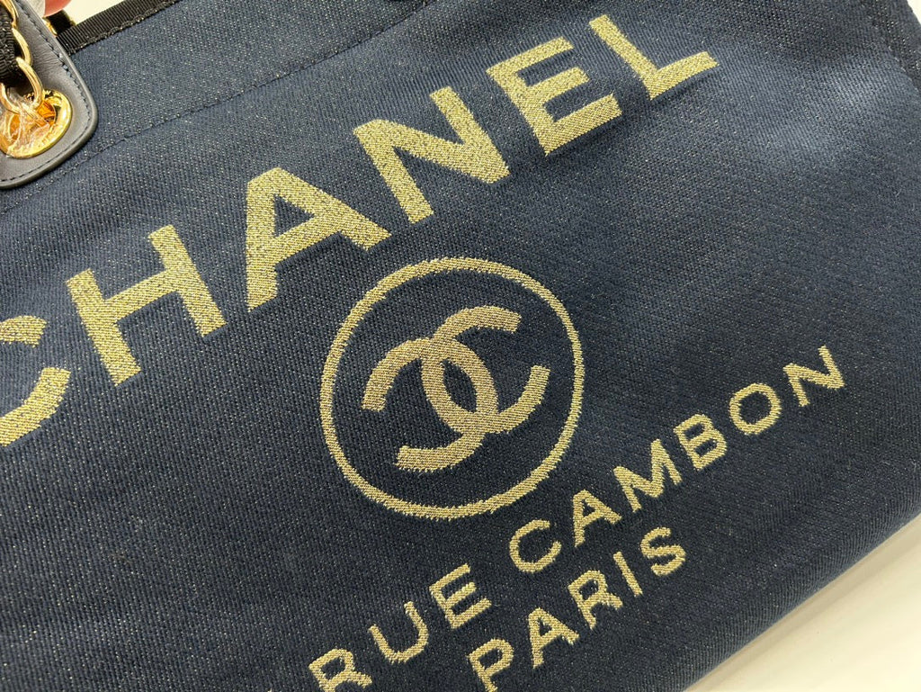 SAC CC DEAUVILLE EN TWEED CUIR NOIR QUINCAILLERIE DORÉ 21