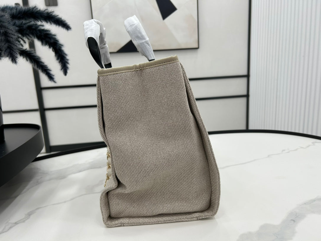 CC DEAUVILLE TWEED BAG BLACK LEATHER GOLD HARDWARE 34