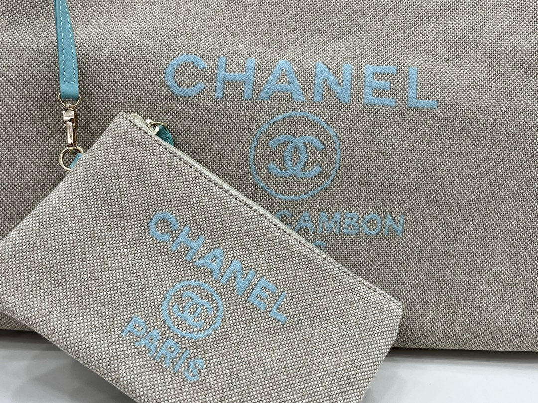 CC DEAUVILLE TWEED BAG BLUE SKY LEATHER GOLD HARDWARE 31