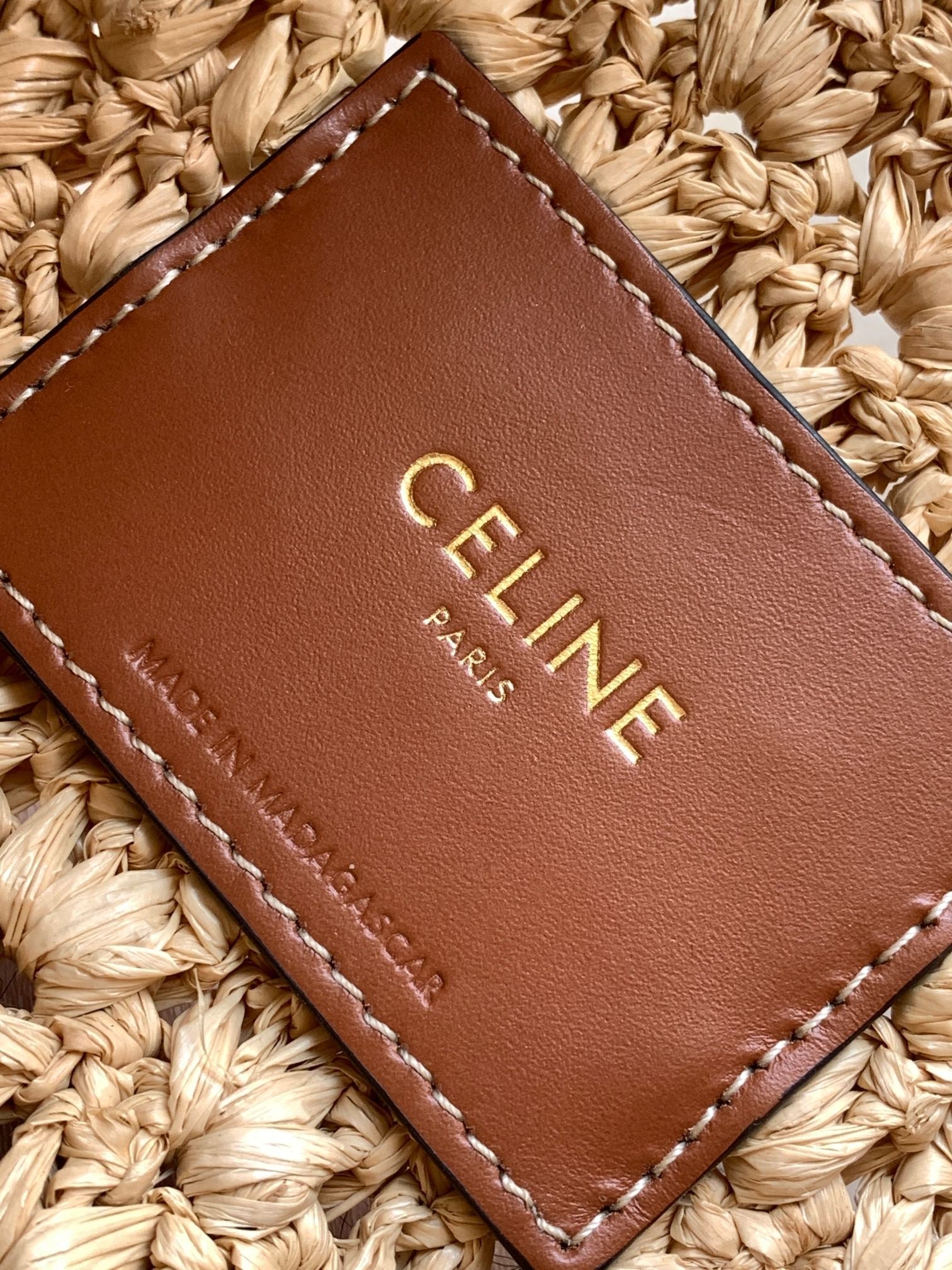 SAC HOBO CELIN CLASSIC PANIER 33CM EN RAPHIA ET CUIR DE VEAU MARRON