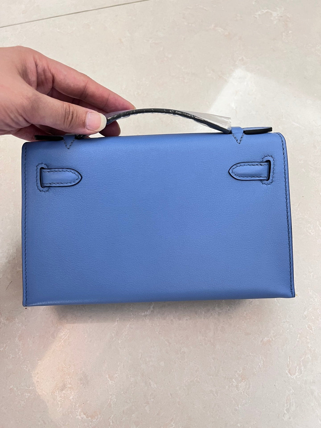 POCHETTE HM KELLY 22CM BLEU CLAIR SWIFT QUINCAILLERIE OR