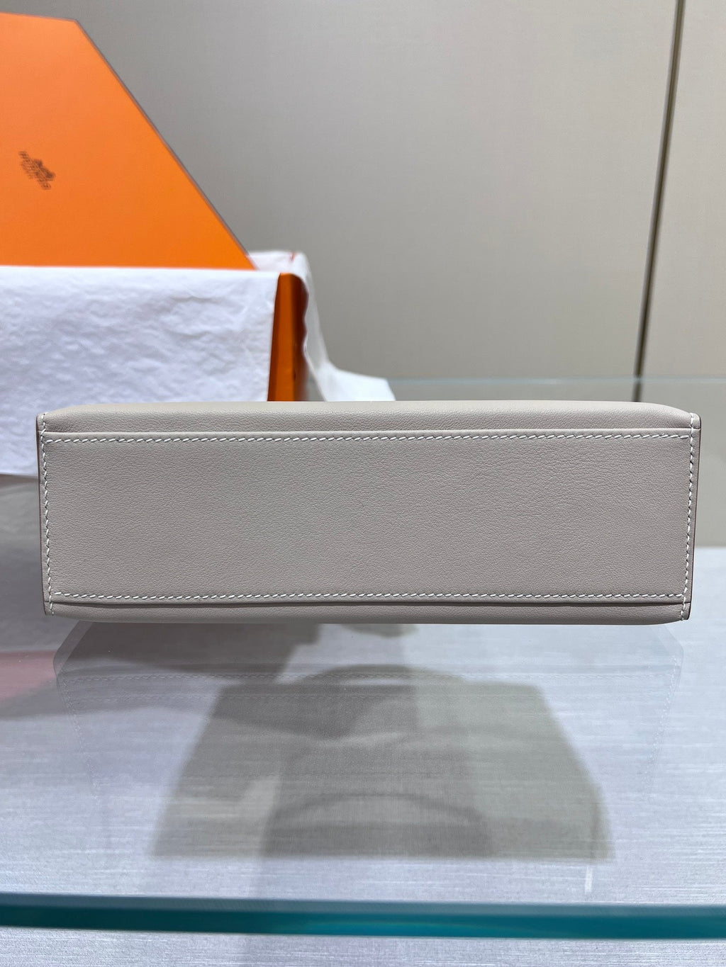 POCHETTE HM KELLY 22 CM GRIS SWIFT QUINCAILLERIE DOREE