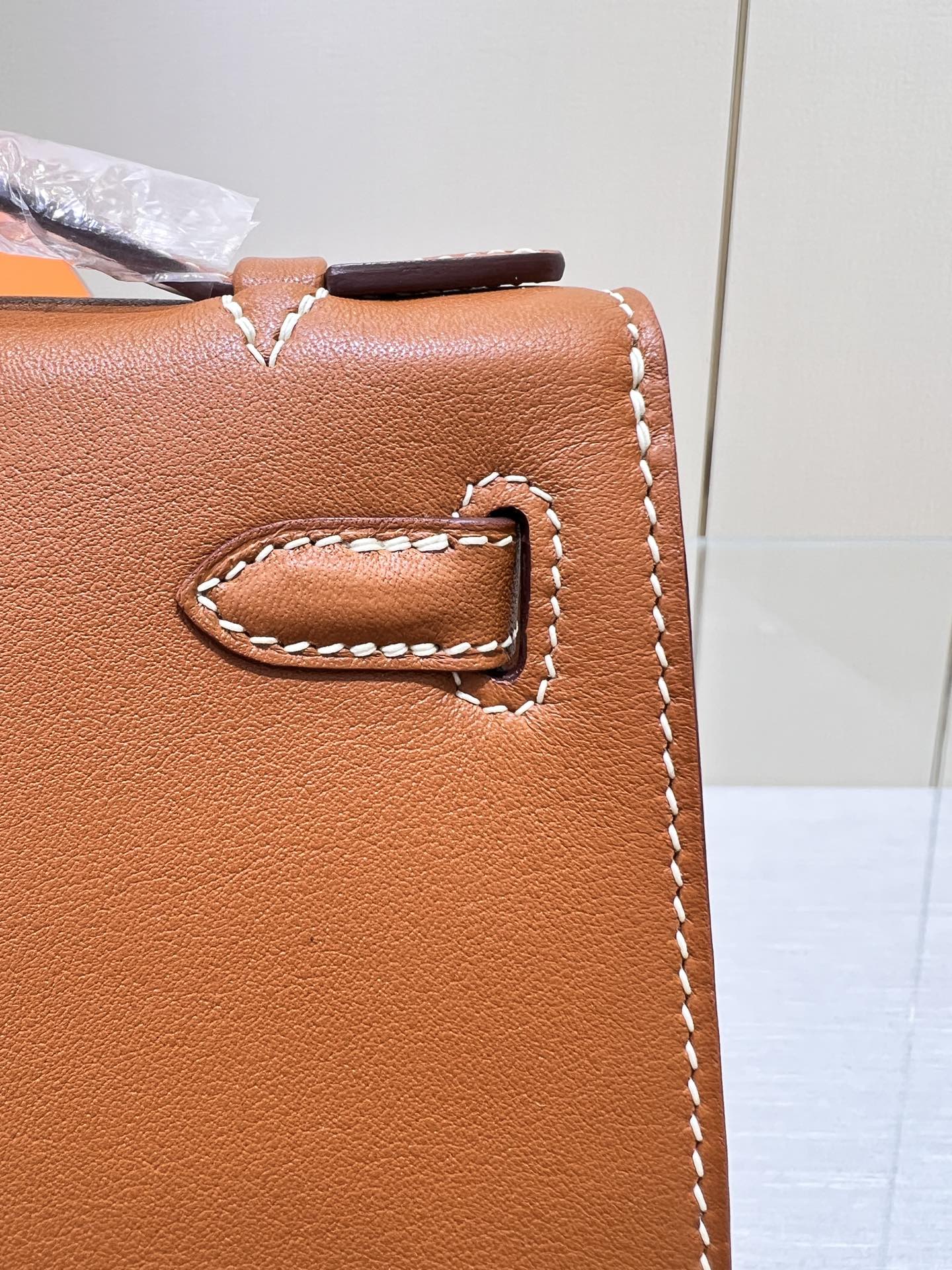 POCHETTE HM KELLY 22 CM OR SWIFT QUINCAILLERIE ARGENTÉE