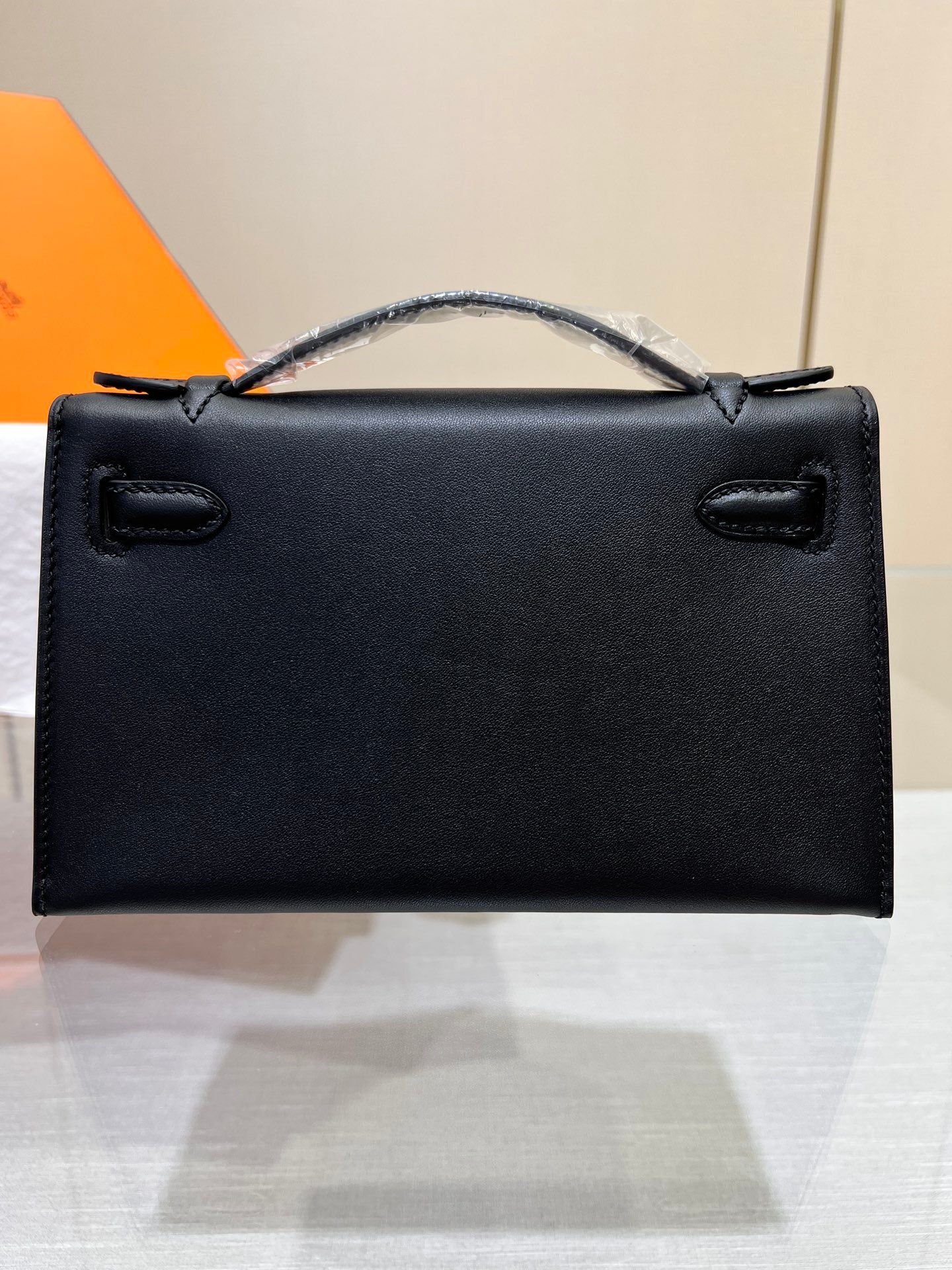 POCHETTE HM KELLY 22CM NOIR SWIFT QUINCAILLERIE OR