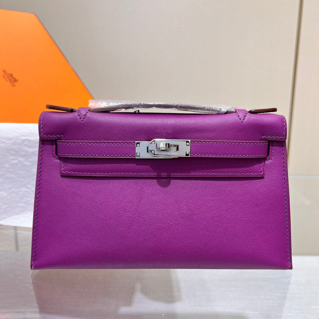POCHETTE HM KELLY 22 CM VIOLET SWIFT QUINCAILLERIE ARGENTÉE