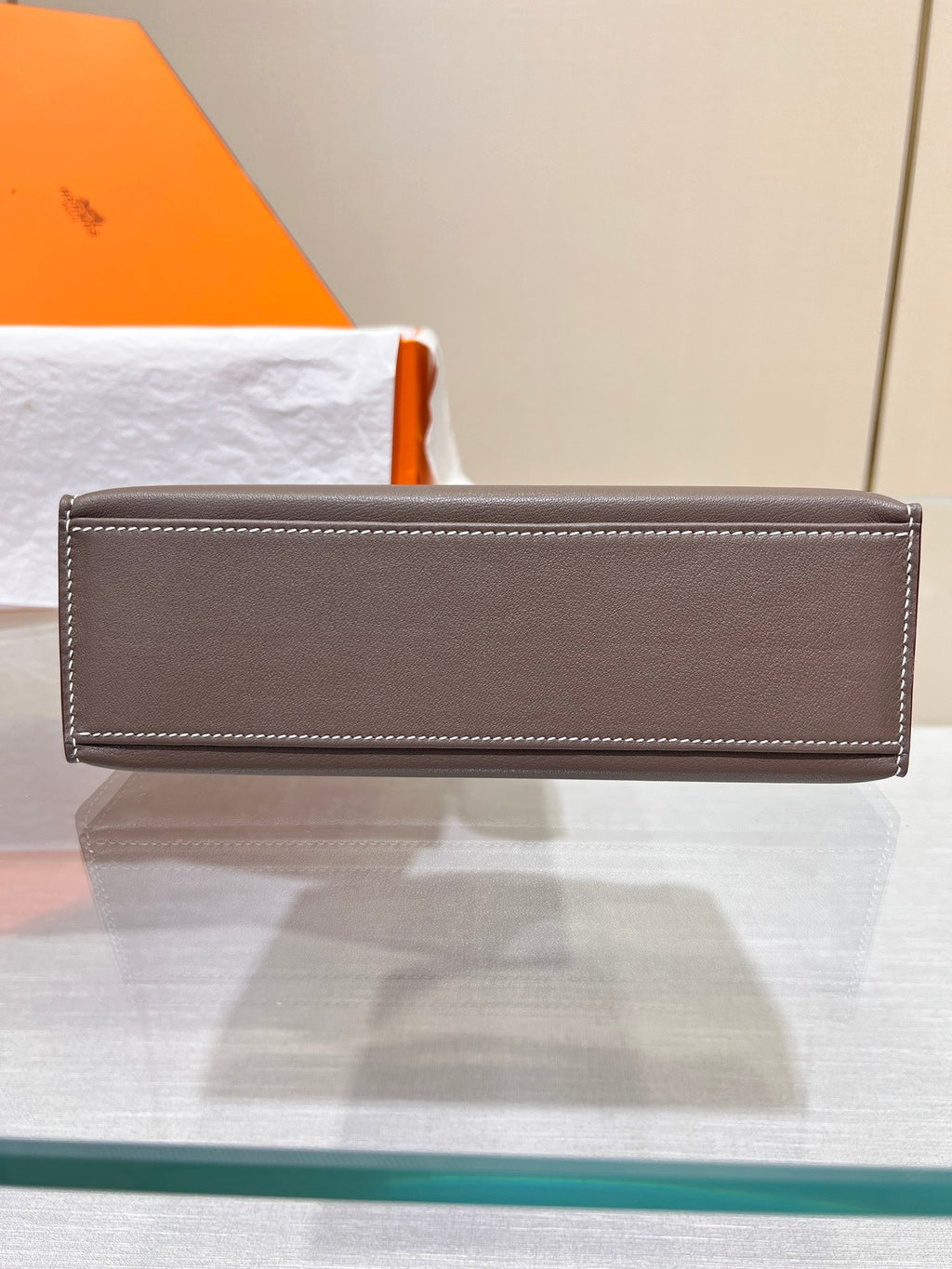 POCHETTE HM KELLY 22CM ETAN SWIFT QUINCAILLERIE ARGENTÉE