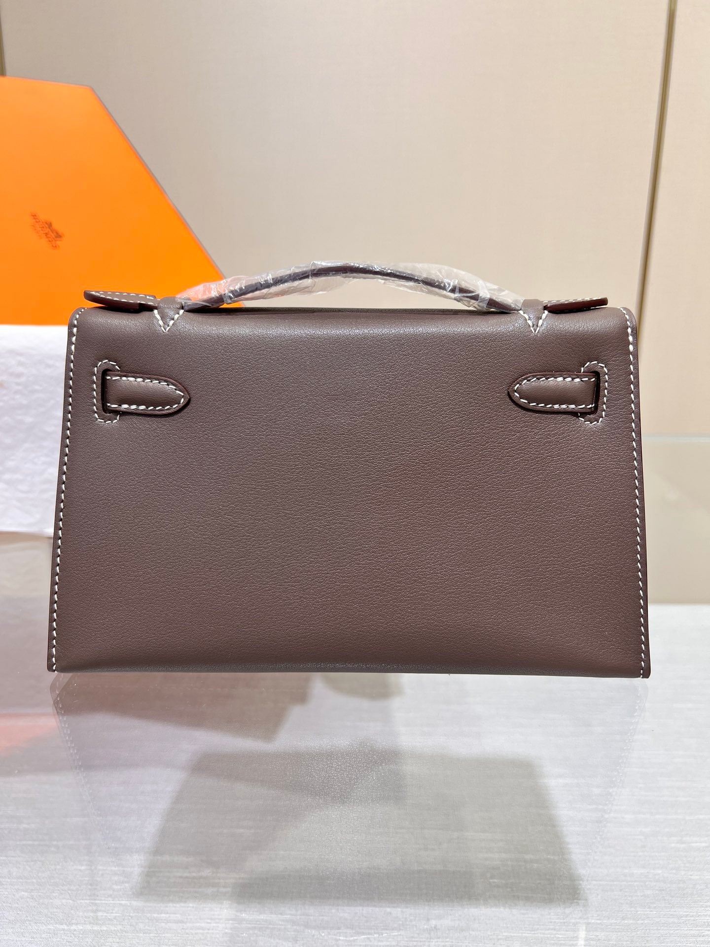 POCHETTE HM KELLY 22CM ETAN SWIFT QUINCAILLERIE ARGENTÉE