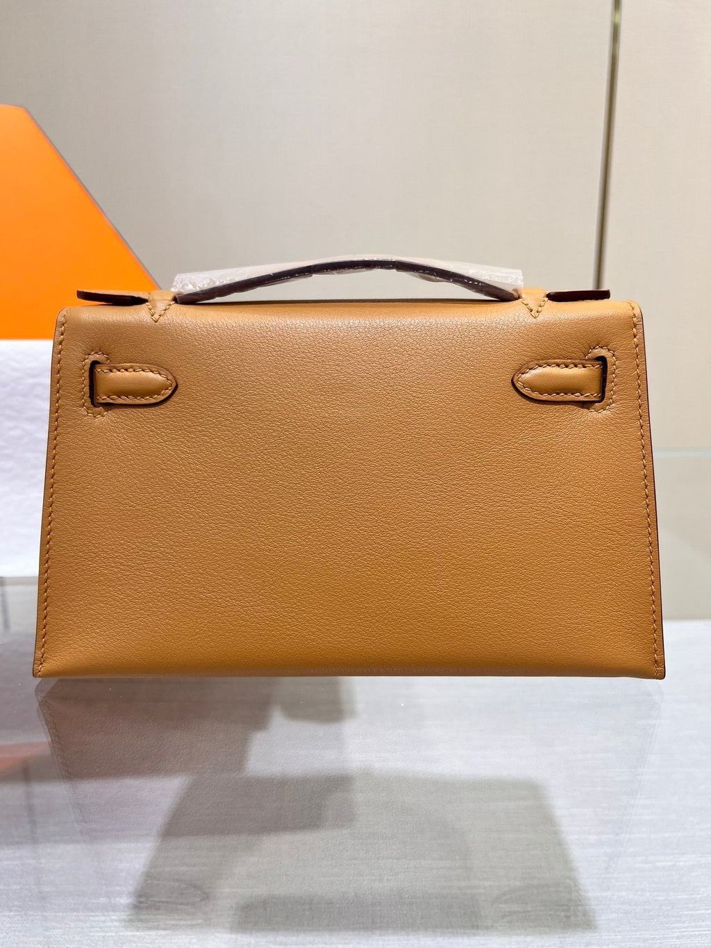 POCHETTE HM KELLY 22 CM MARRON SWIFT QUINCAILLERIE ARGENTÉE