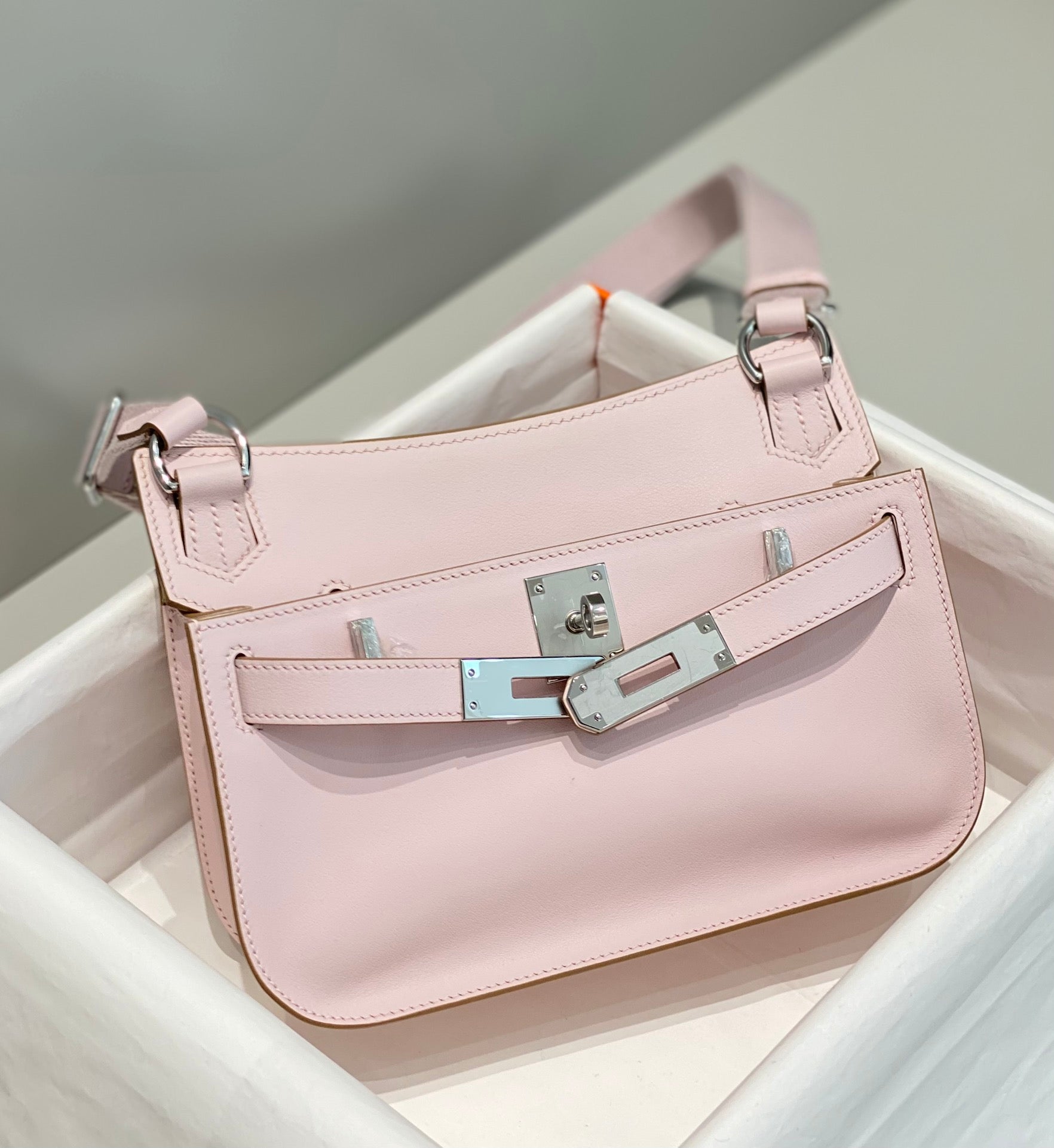 HM JYPSIÈRE MINI 23 CUIR DE VEAU MAUVE PALE ACIER ARGENTÉ