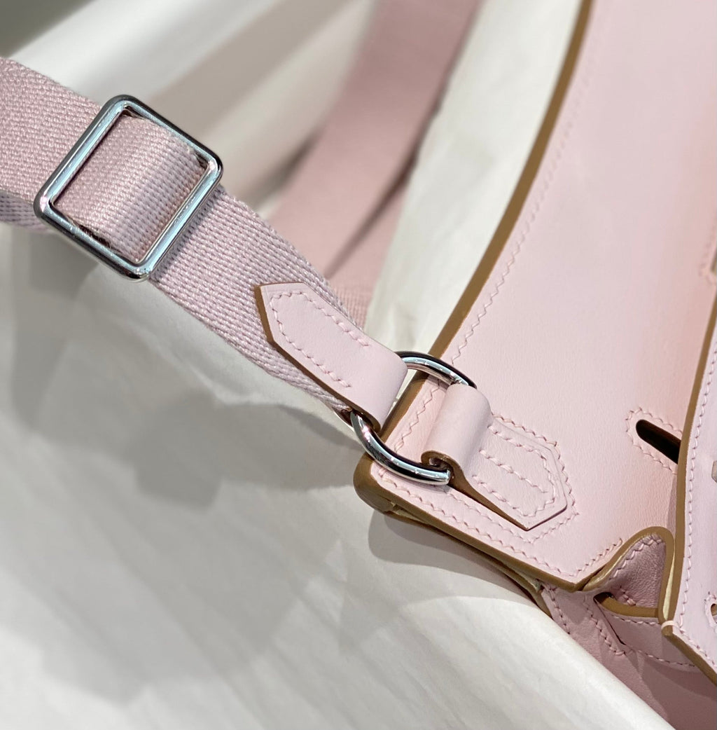 HM JYPSIÈRE MINI 23 CUIR DE VEAU MAUVE PALE ACIER ARGENTÉ