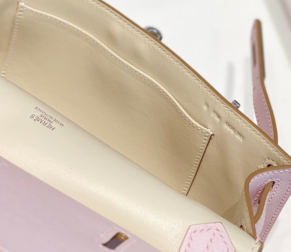 HM JYPSIÈRE MINI 23 CUIR DE VEAU MAUVE PALE ACIER ARGENTÉ