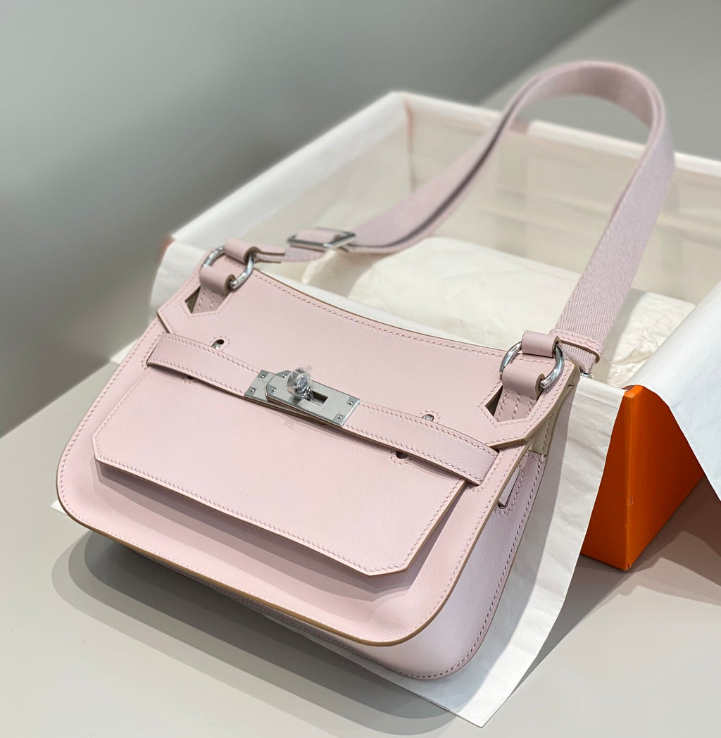 HM JYPSIÈRE MINI 23 CUIR DE VEAU MAUVE PALE ACIER ARGENTÉ
