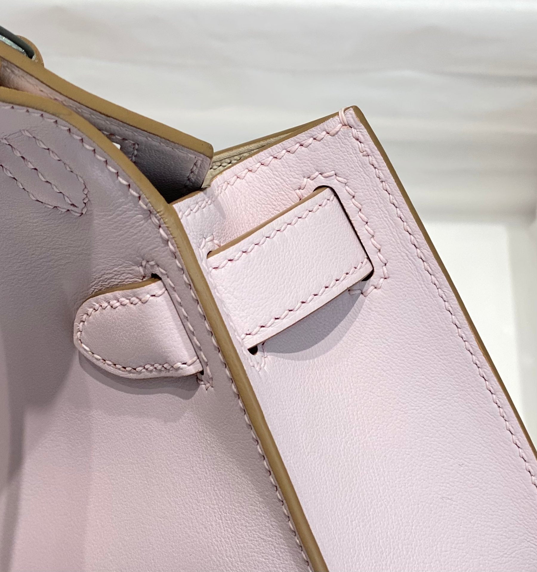 HM JYPSIÈRE MINI 23 CUIR DE VEAU MAUVE PALE ACIER ARGENTÉ