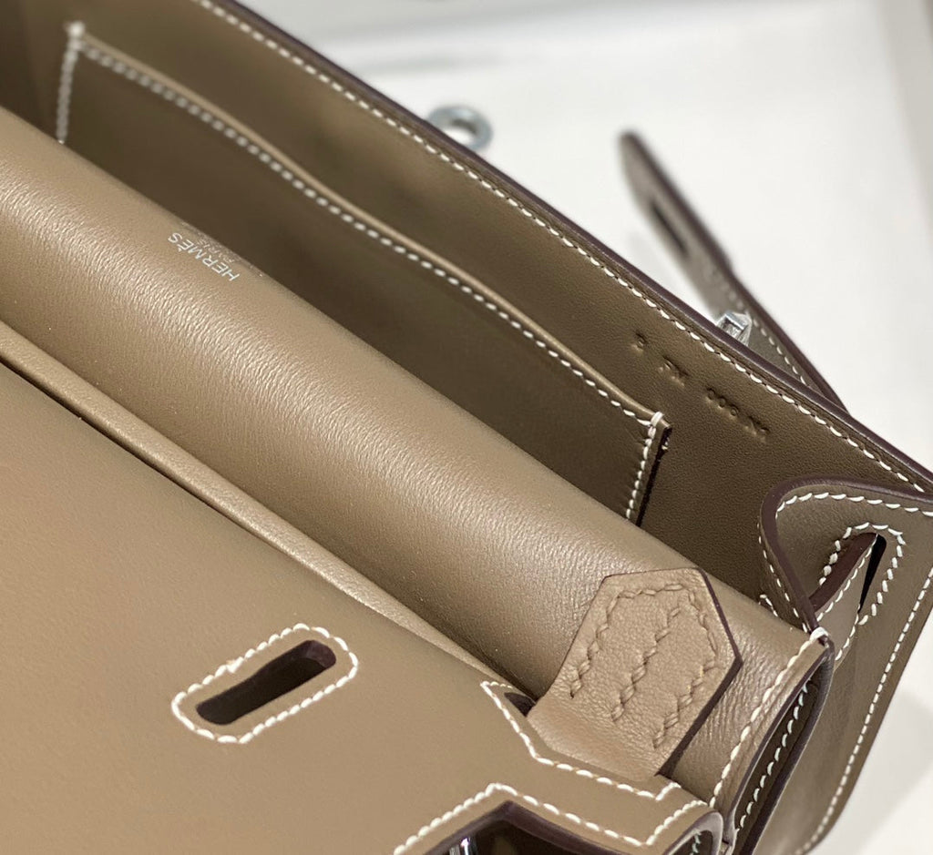 SAC BANDOULIÈRE KELLY 23CM JYPSIERE EN CUIR MARRON SHW