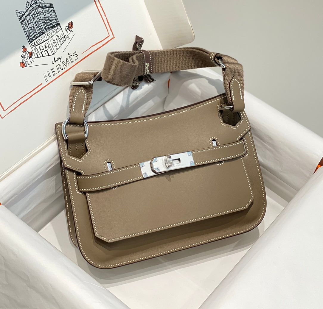 SAC BANDOULIÈRE KELLY 23CM JYPSIERE EN CUIR MARRON SHW