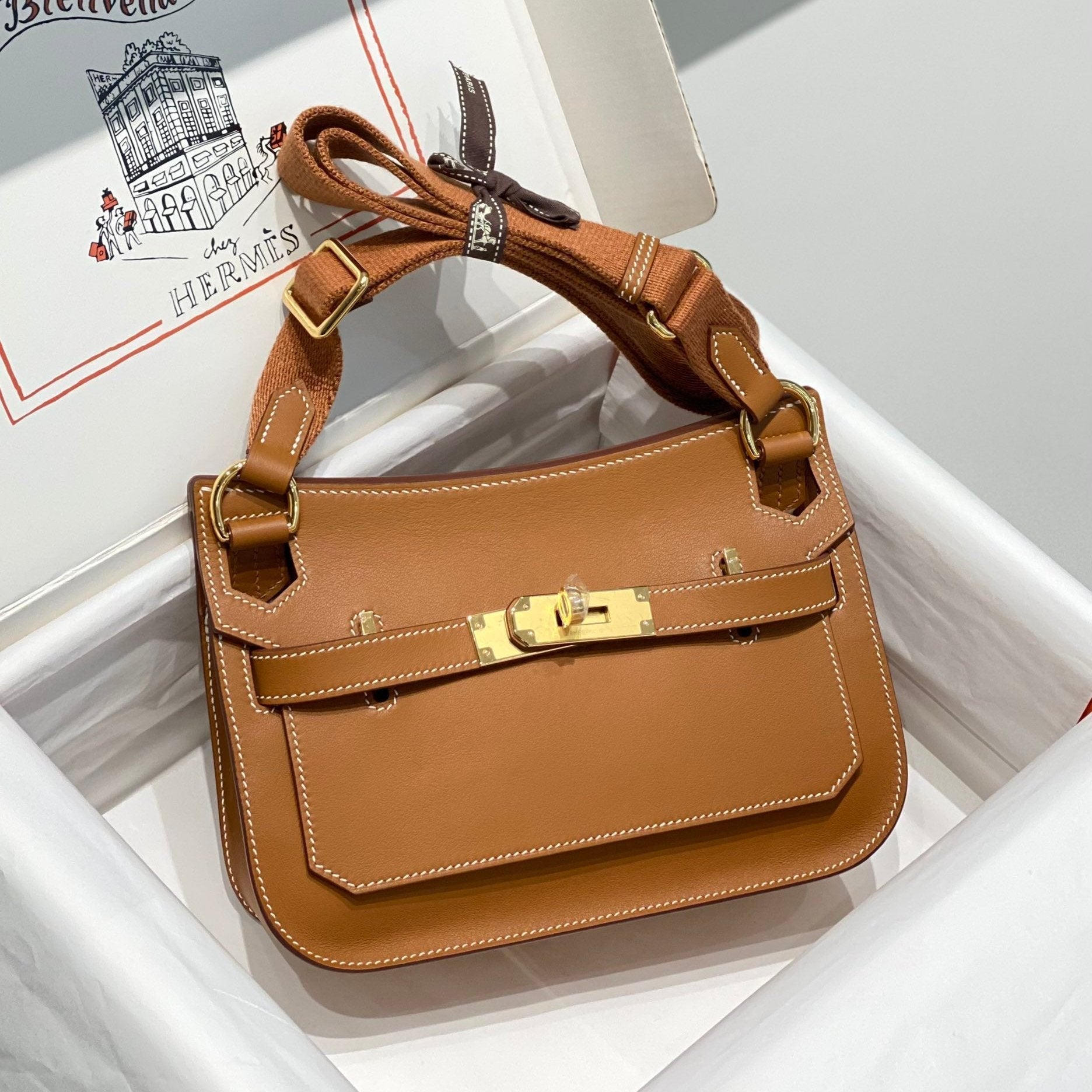 HM JYPSIÈRE MINI 23 CUIR DE VEAU BRONZE ACIER DORÉ