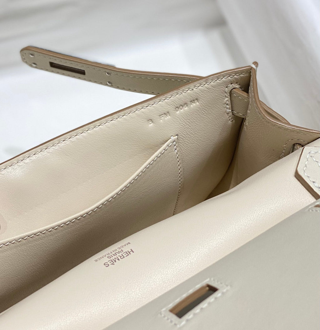 SAC BANDOULIÈRE KELLY 23CM JYPSIERE EN CUIR BLANC SHW