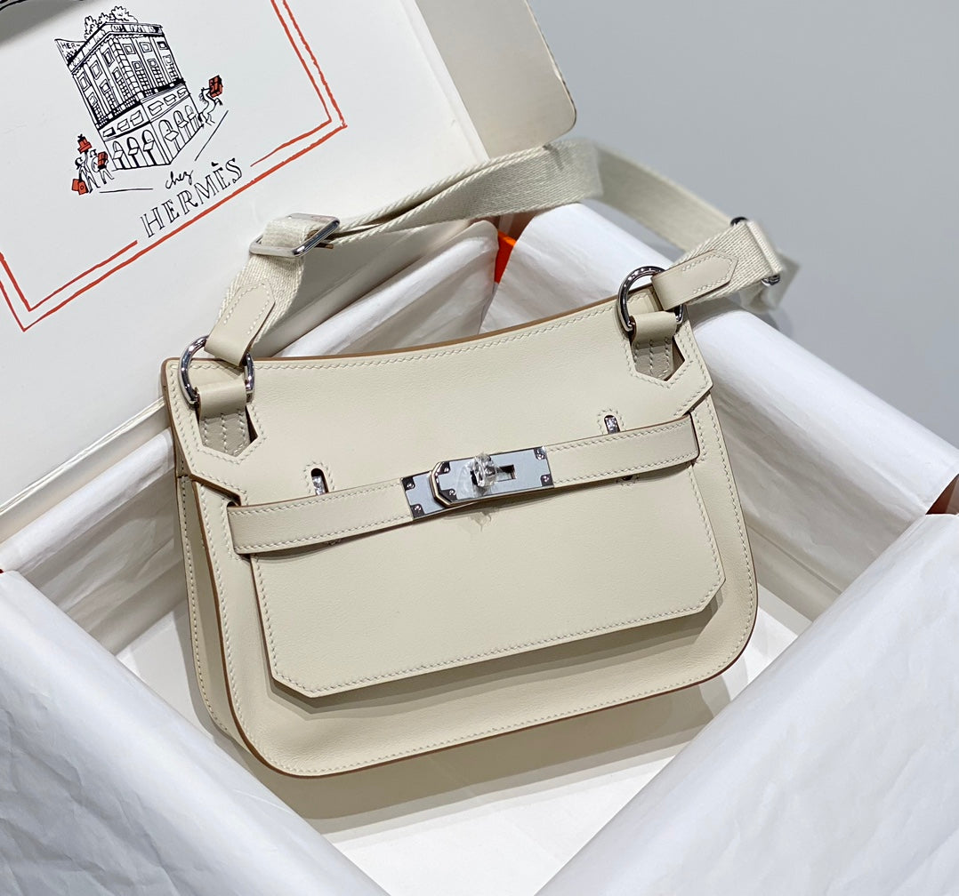 SAC BANDOULIÈRE KELLY 23CM JYPSIERE EN CUIR BLANC SHW