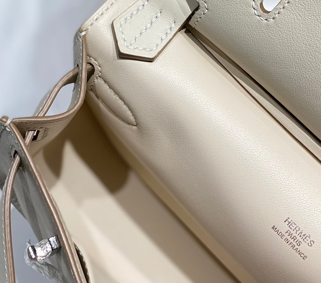 SAC BANDOULIÈRE KELLY 23CM JYPSIERE EN CUIR BLANC SHW