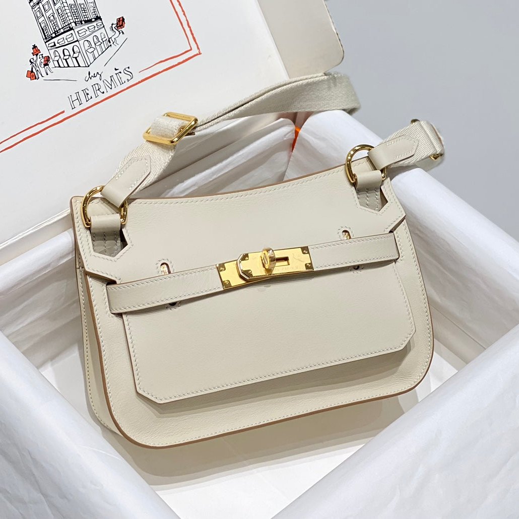 HM JYPSIÈRE MINI 23 CUIR DE VEAU CRÈME ACIER DORÉ