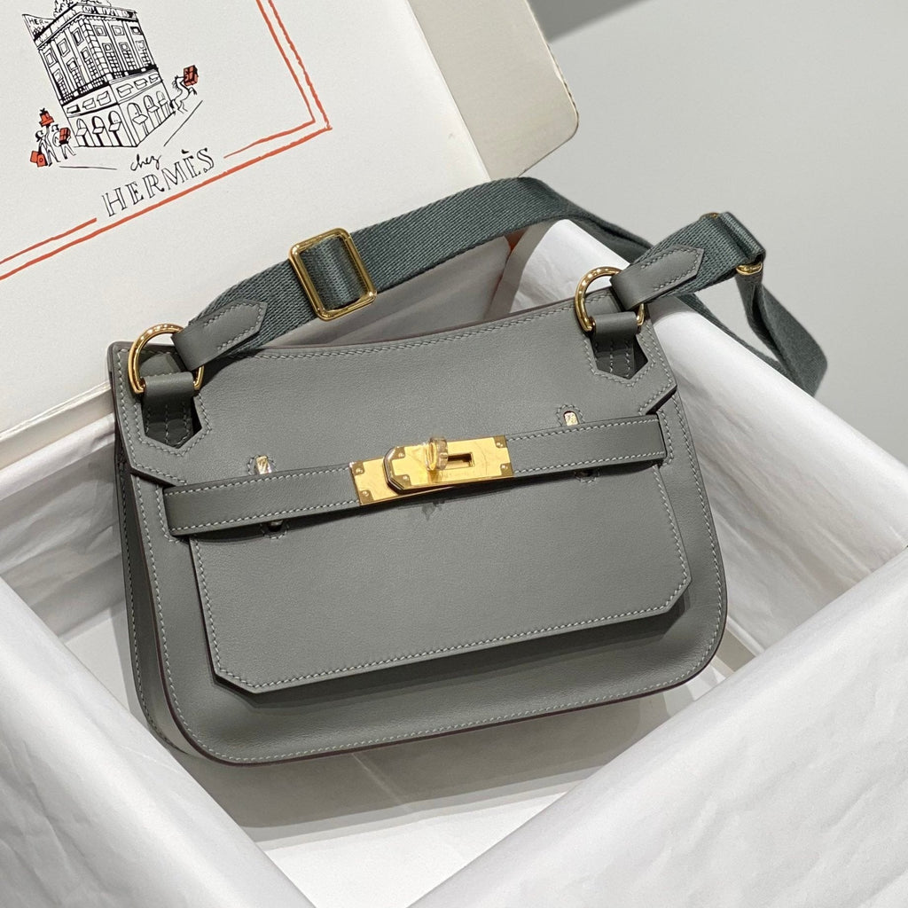 HM JYPSIÈRE MINI 23 CUIR DE VEAU SAGE ACIER DORÉ