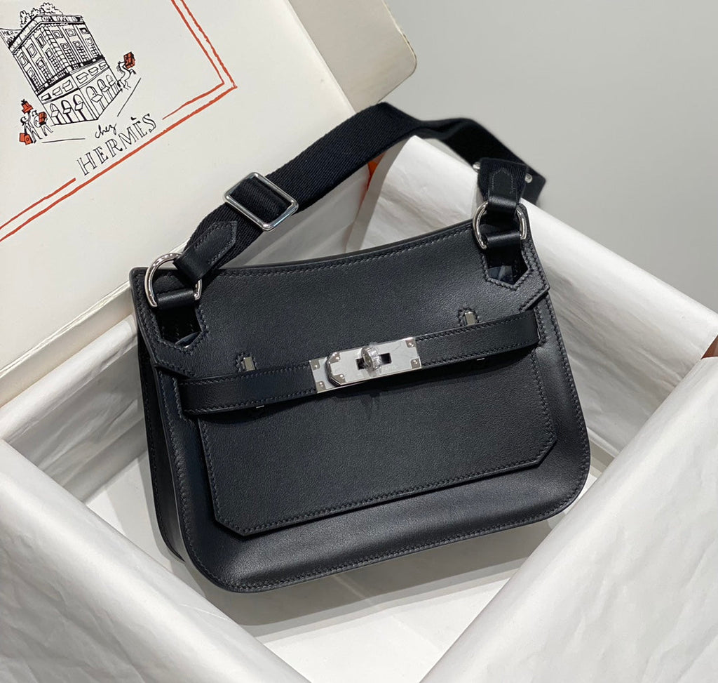 SAC BANDOULIÈRE KELLY 23CM JYPSIERE EN CUIR NOIR SHW