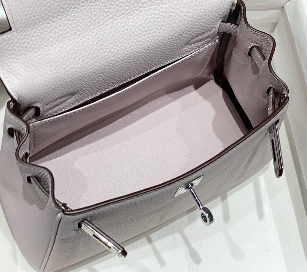 HM MINI KELLY 20CM CUIR TOGO ROSE QUINCAILLERIE ARGENTÉE