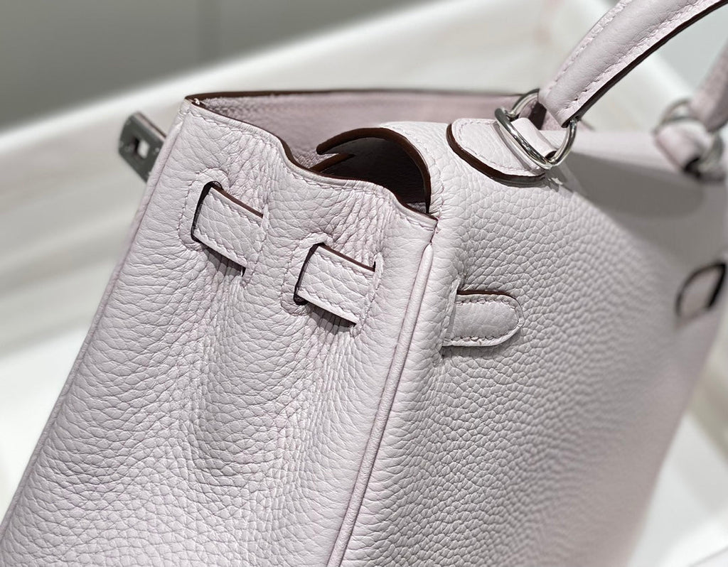 HM MINI KELLY 20CM CUIR TOGO ROSE QUINCAILLERIE ARGENTÉE