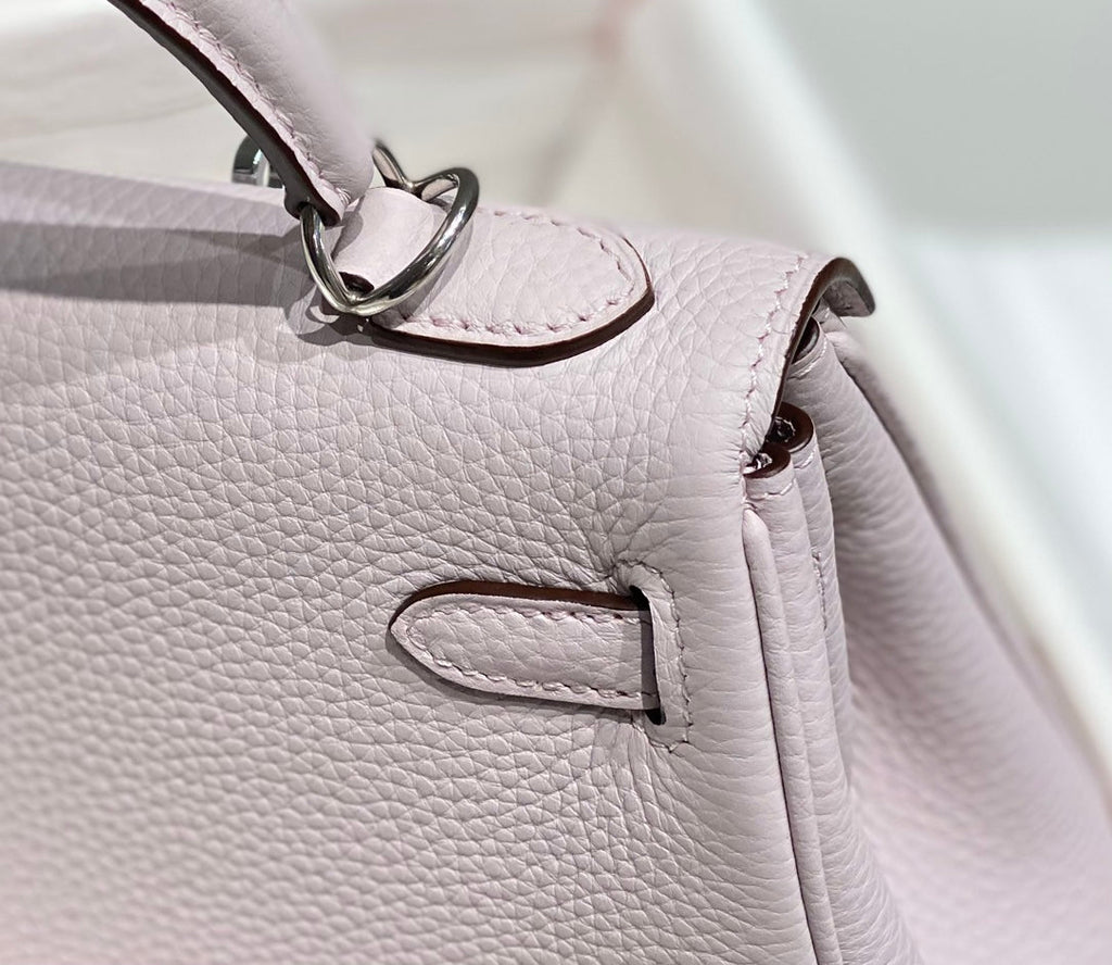 HM MINI KELLY 20CM CUIR TOGO ROSE QUINCAILLERIE ARGENTÉE