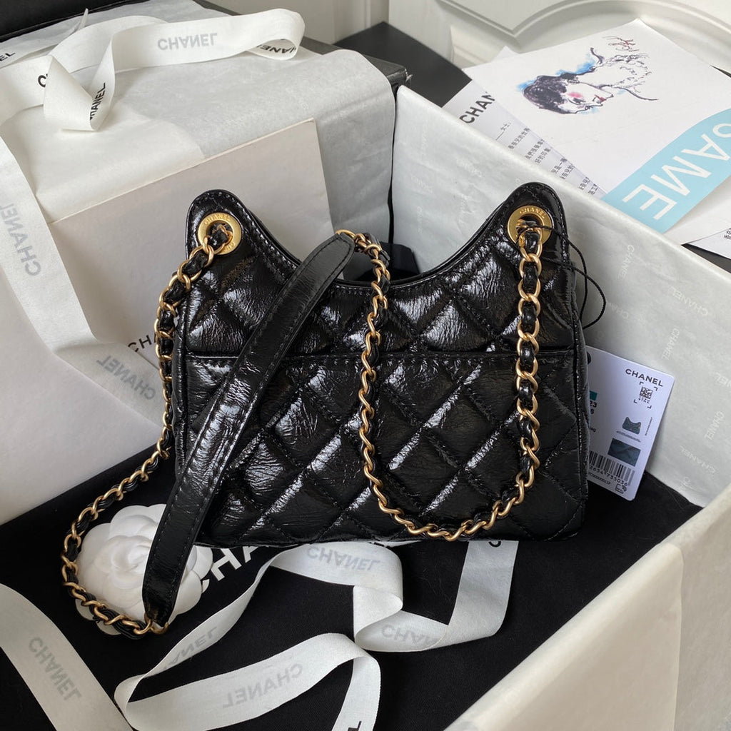 CC HOBO BAG 17 BLACK OIL WAX LEATHER