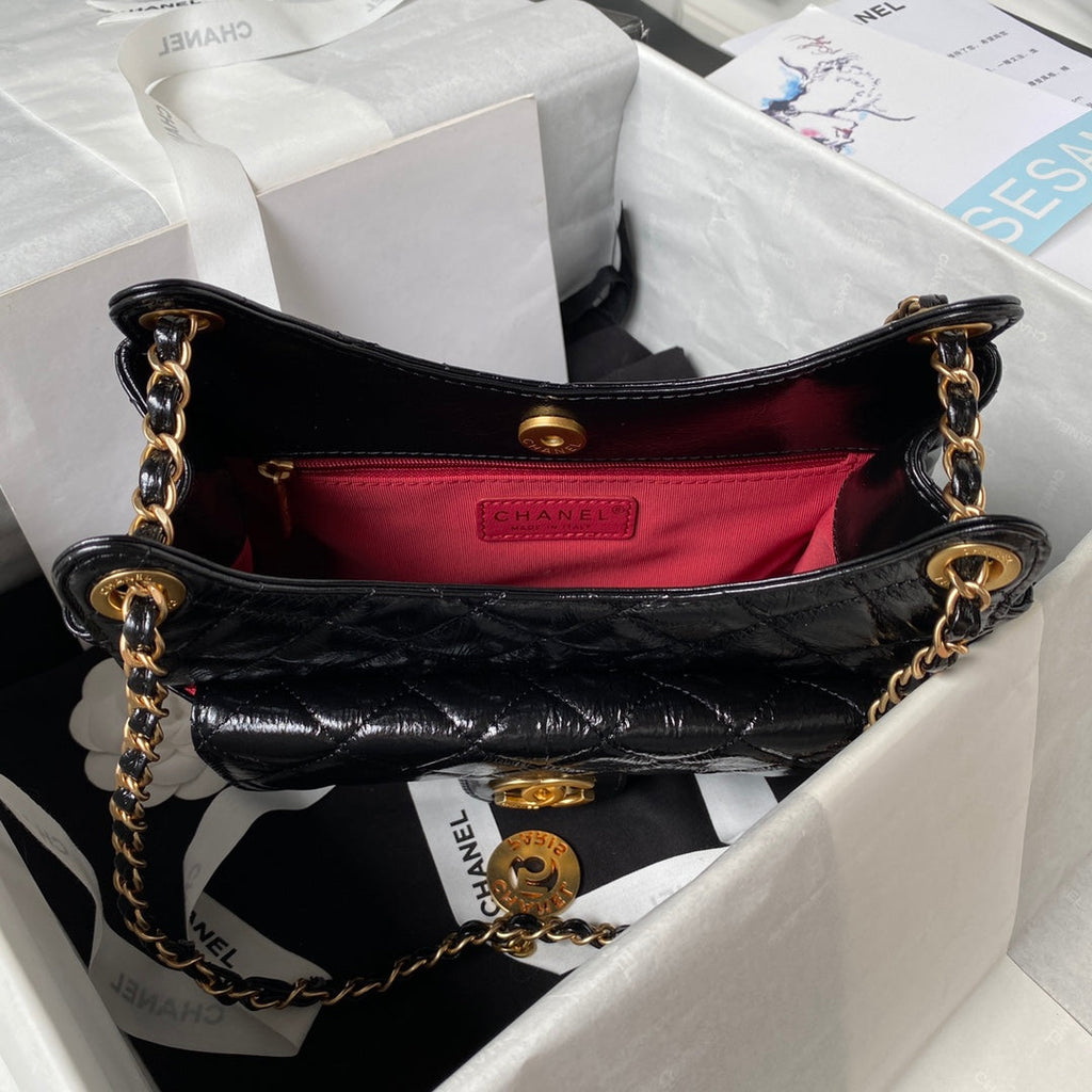 SAC HOBO CC 21,5 EN CUIR NOIR HUILE-CIRÉ