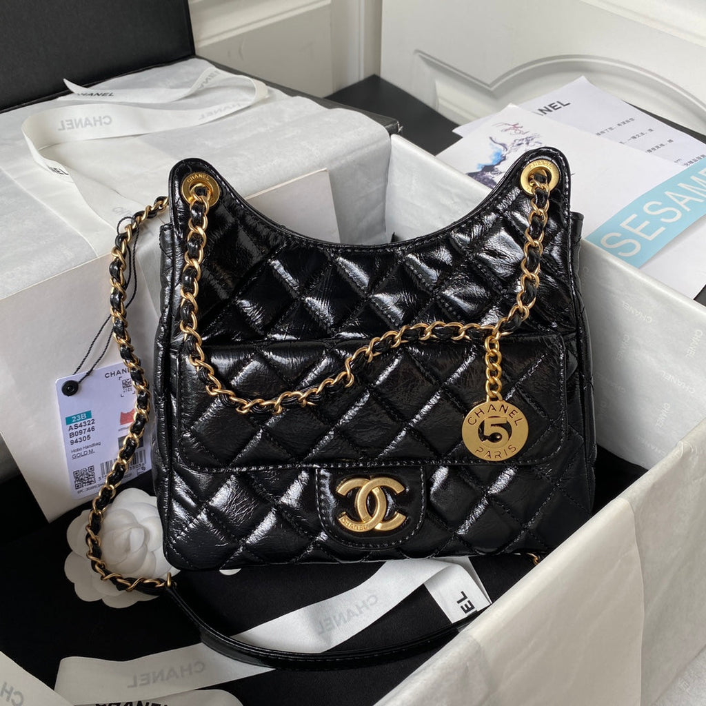 SAC HOBO CC 21,5 EN CUIR NOIR HUILE-CIRÉ