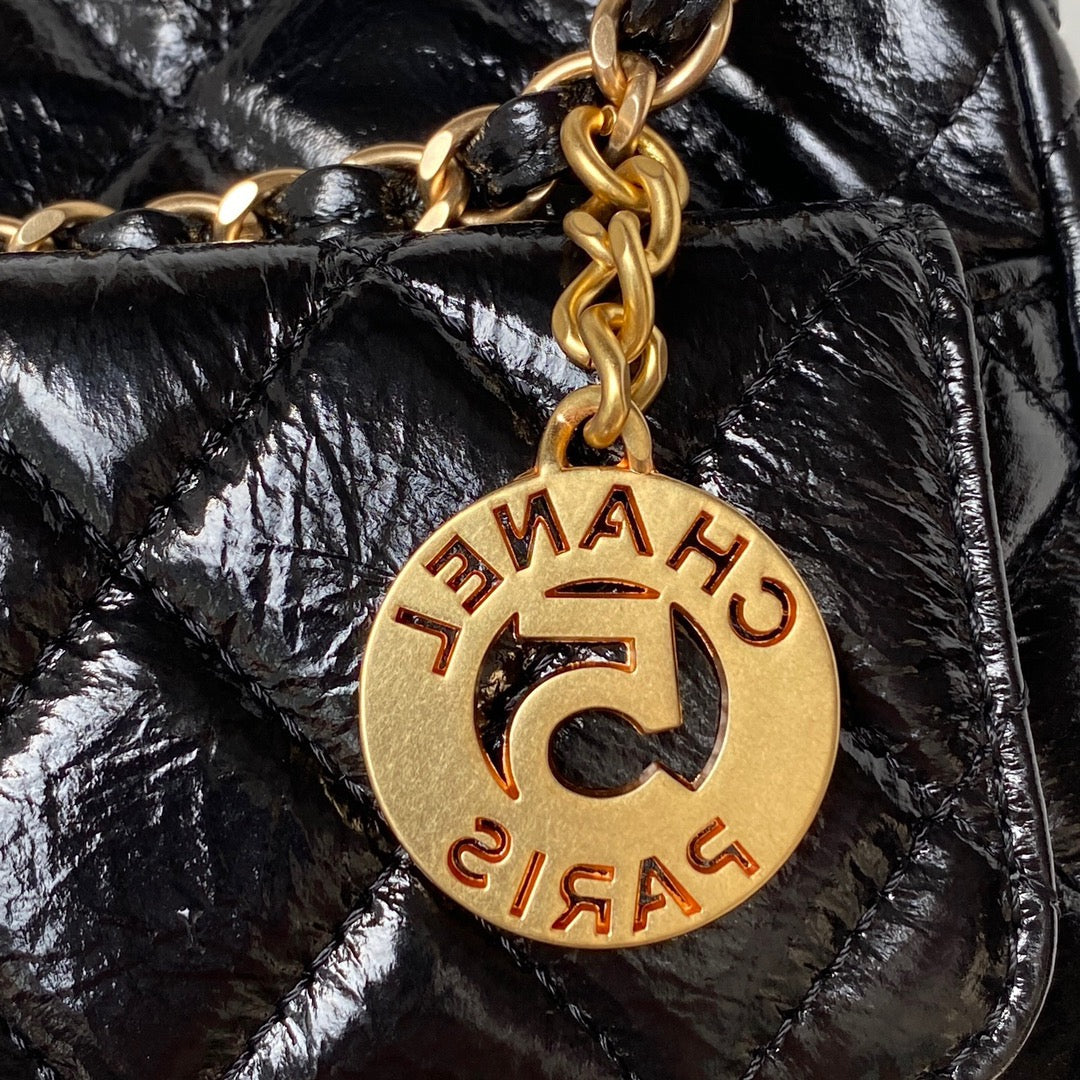 SAC HOBO CC 21,5 EN CUIR NOIR HUILE-CIRÉ