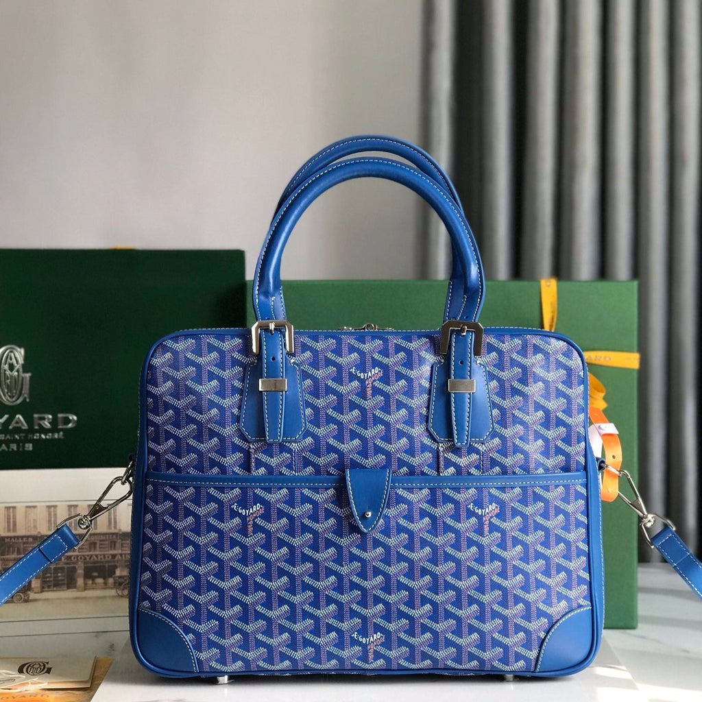 PORTE DOCUMENT AMBASSADE 35 EN TOILE GOYARDINE BLEU SAPHIR