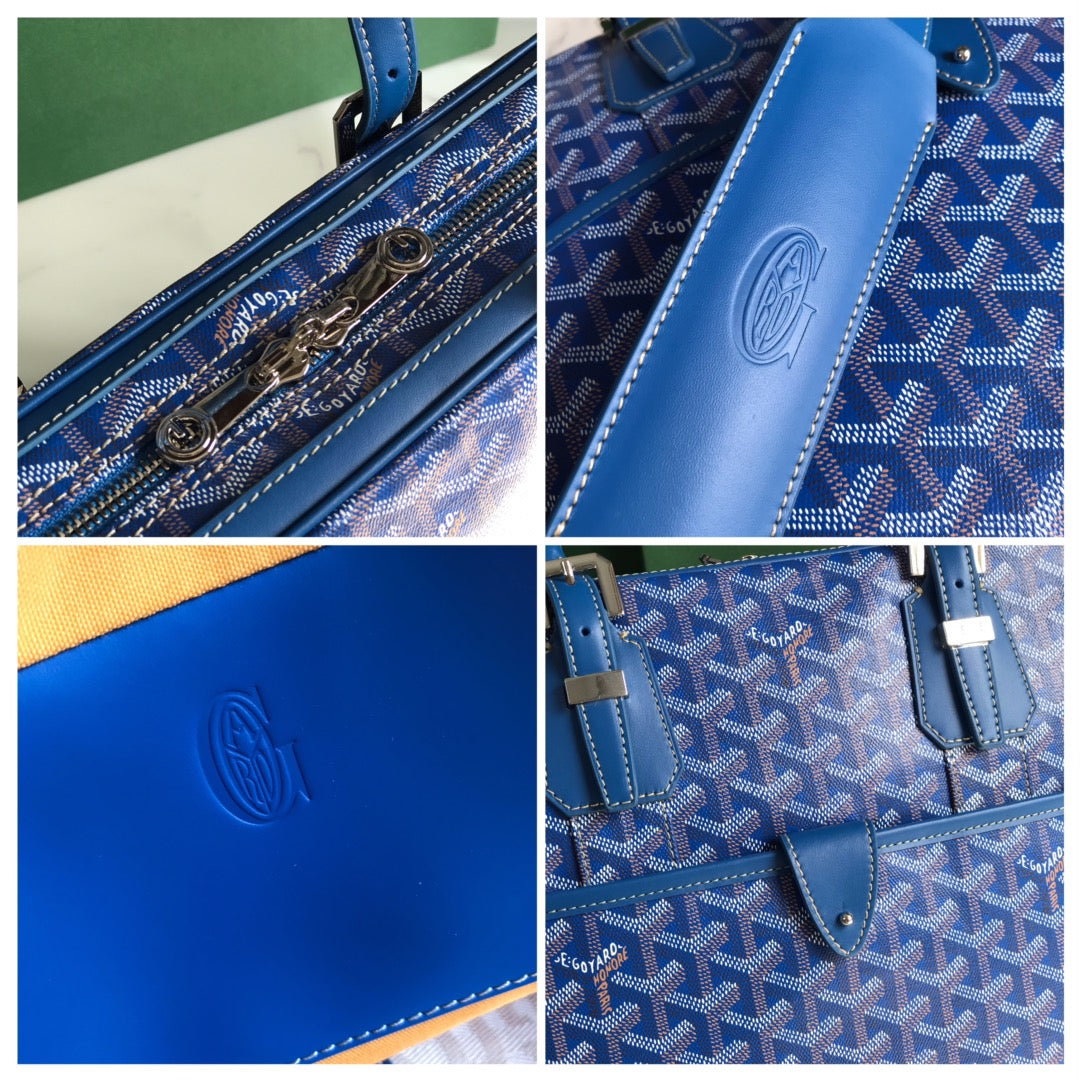 PORTE DOCUMENT AMBASSADE 35 EN TOILE GOYARDINE BLEU SAPHIR