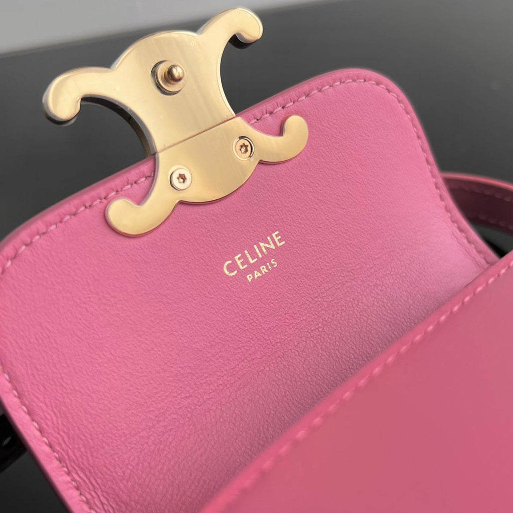 TRIOMPHE 11 HOT PINK CALFSKIN HANDBAG