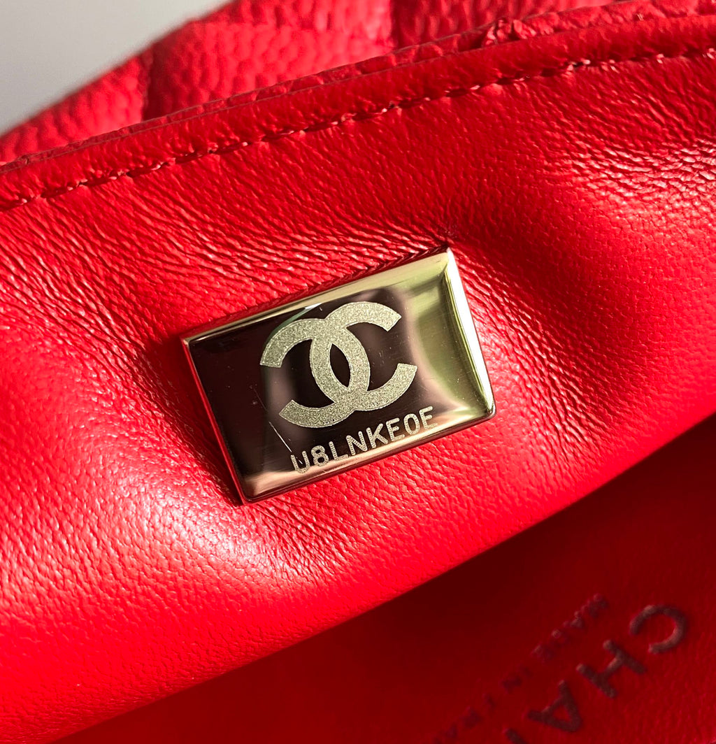 MINI SAC À RABAT RECTANGLE 20 CM ROUGE CAVIAR QUINCAILLERIE ARGENTÉE