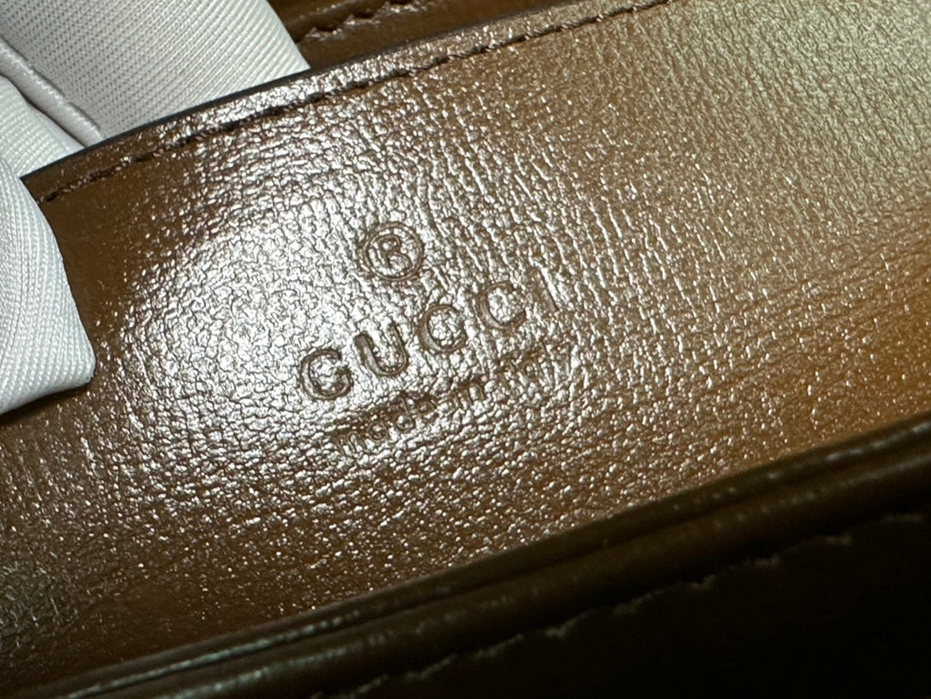 MINI SAC GG 18 HORSEBIT 1955 EN TOILE BEIGE ET CUIR DE VEAU ÉBÈNE