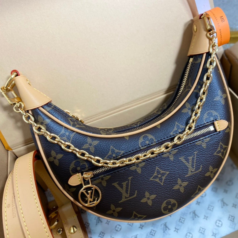 LOOP 23 EN TOILE MONOGRAMME MARRON ET BORDURE EN CUIR