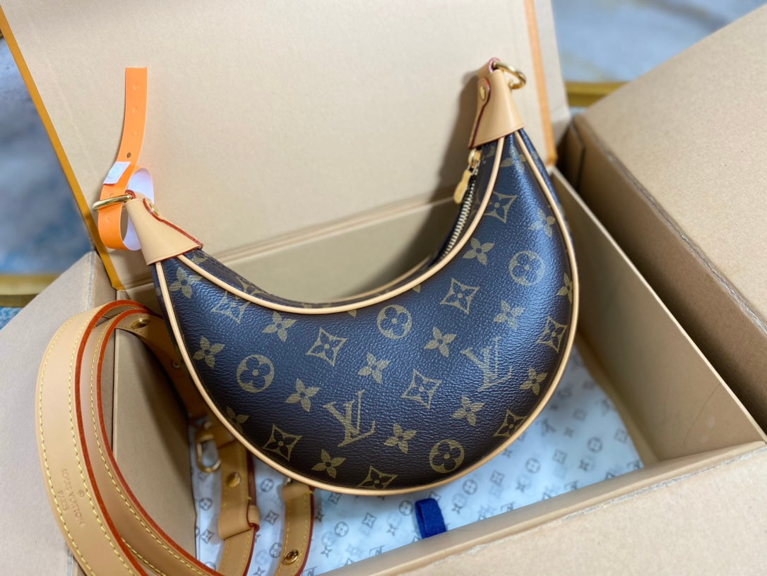 LOOP 23 EN TOILE MONOGRAMME MARRON ET BORDURE EN CUIR
