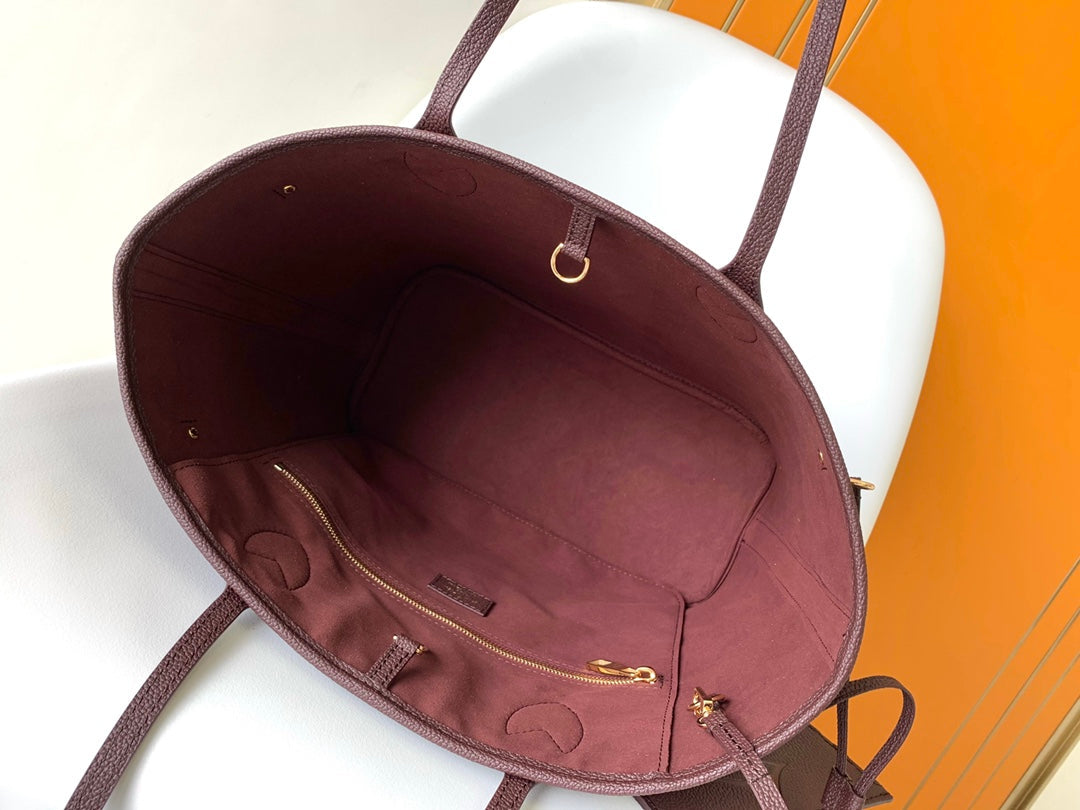 NEVERFULL MM 32 CUIR EMPREINTE MONOGRAMME VIN 