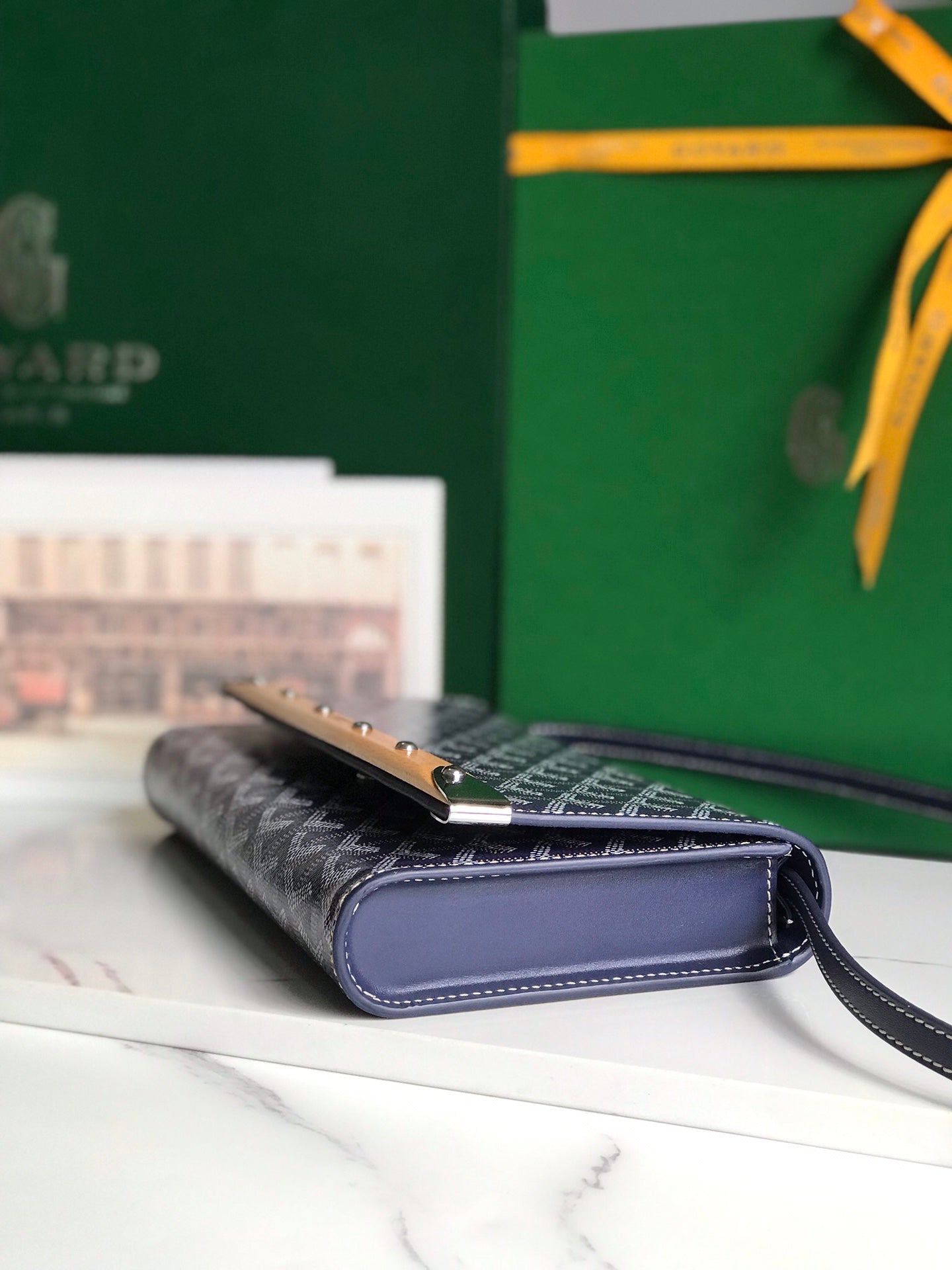 POCHETTE MONTE-CARLO PM 25 EN TOILE GOYARDINE BLEU MARINE